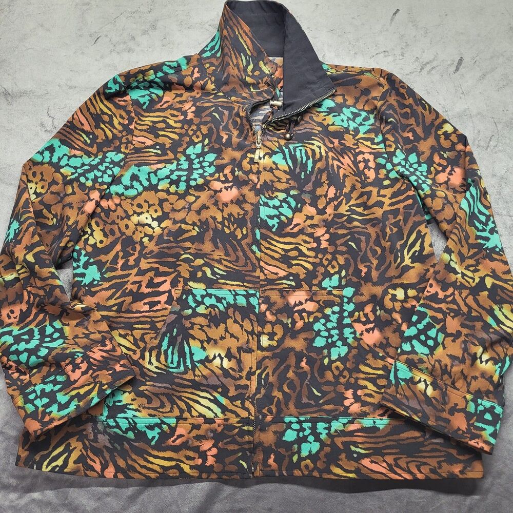 ZENERGY by CHICO’S Size 3 Zip-Up Cheetah Leopard Print Jacket Brown Green